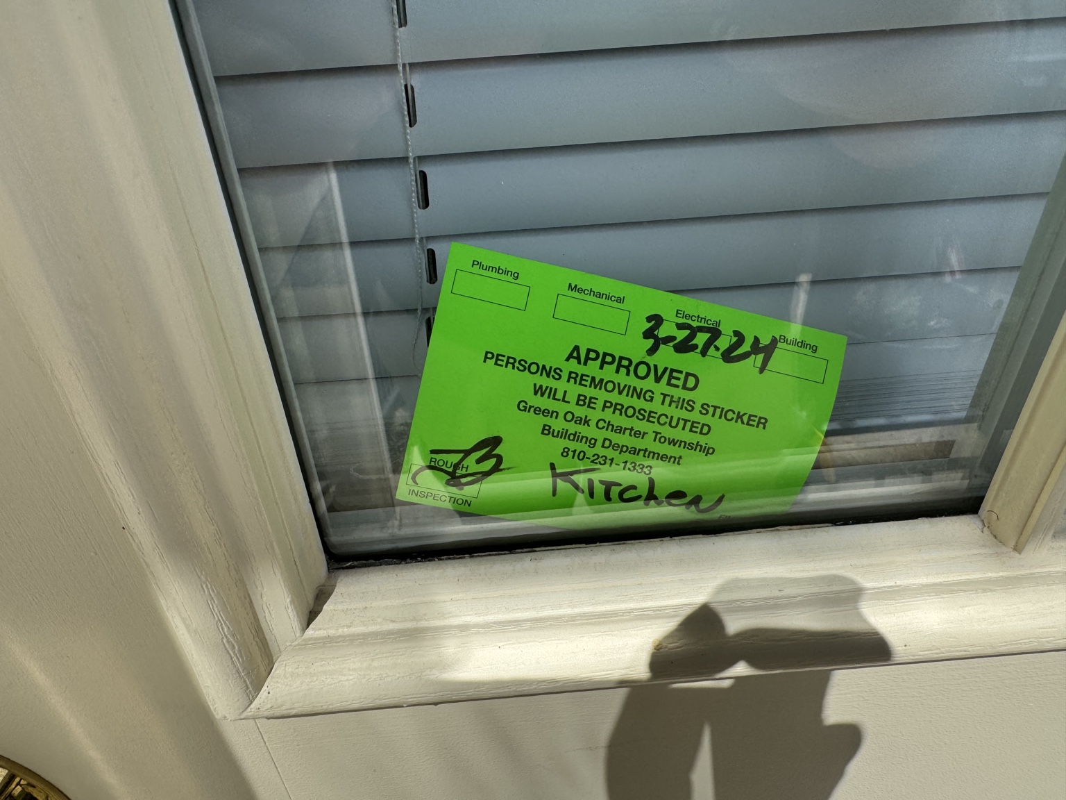 Green Oak Park municipal approval sticker
