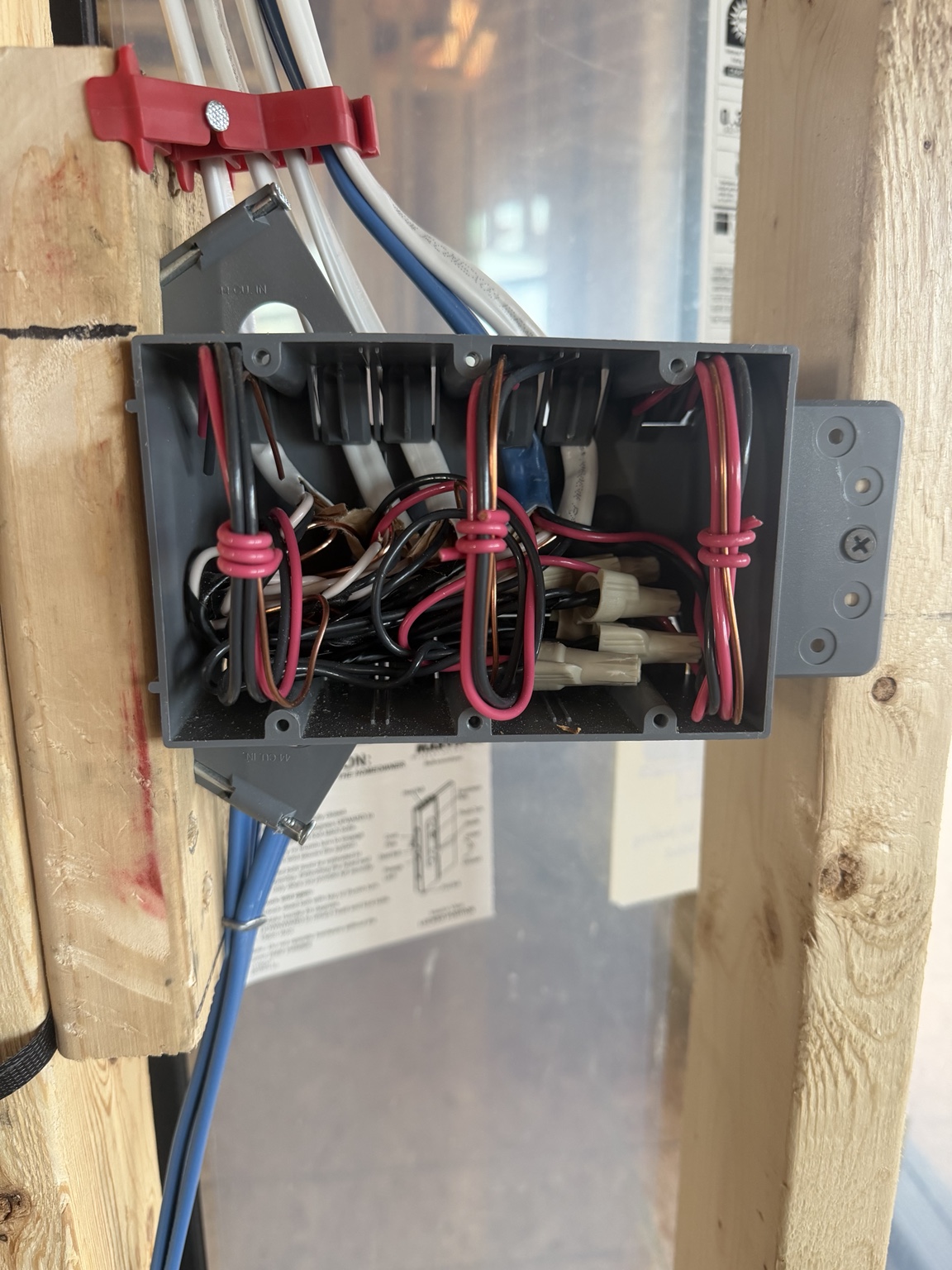 Electrical junction box wiring during construction