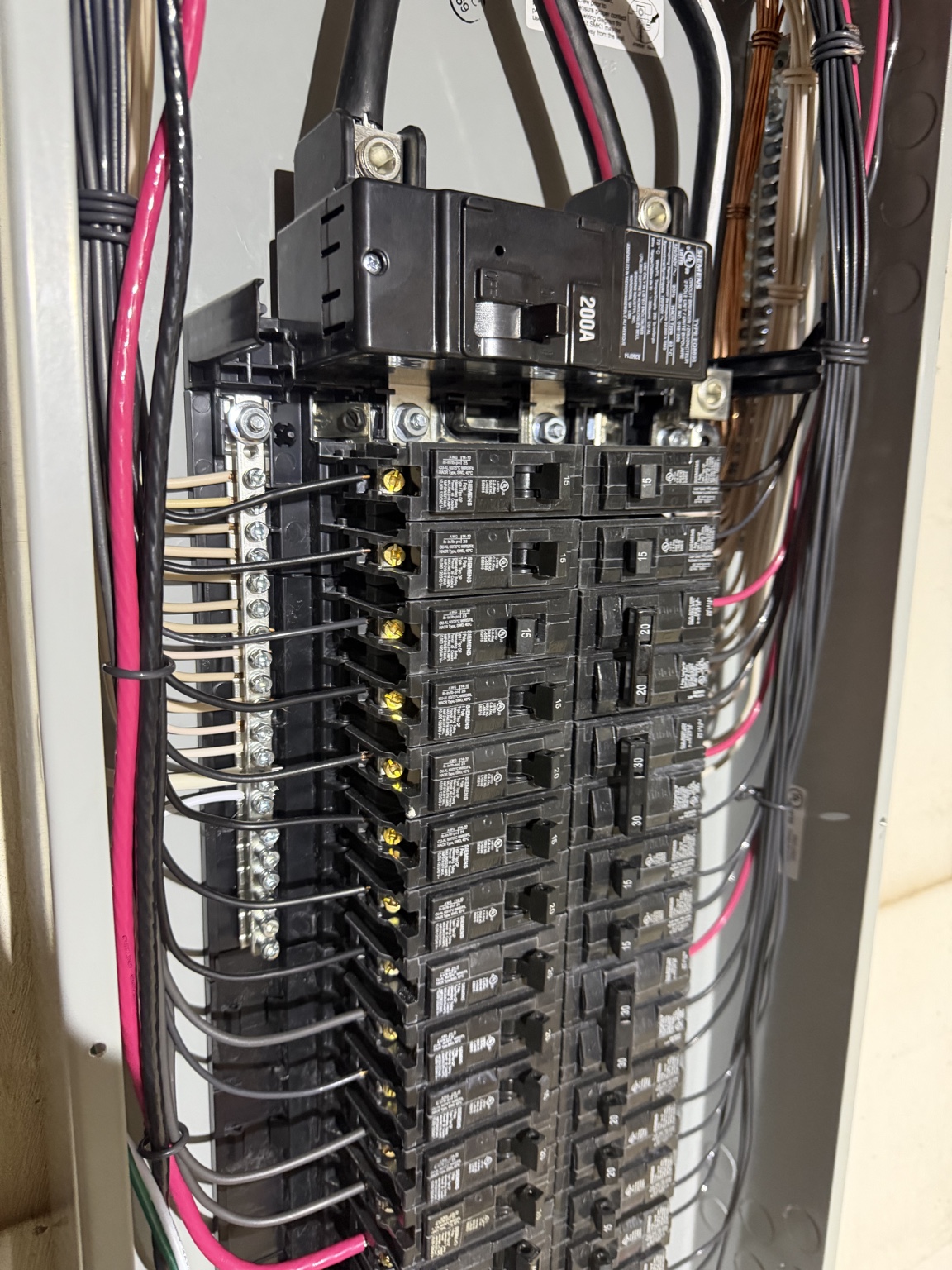 Organized 200 amp electrical panel installation